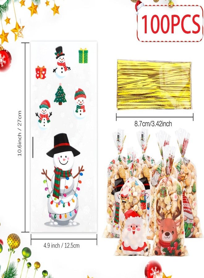 Luktastic Christmas Treat Bags, 100Pcs Christmas Candy Bags, Xmas Cellophane Treat Bags with Twist Ties, Xmas Cellophane Gift Bag Cookie Bags Goodie Bag for Winter Xmas Holiday Party Favors Supplies - Image 2